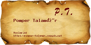 Pomper Talamér névjegykártya